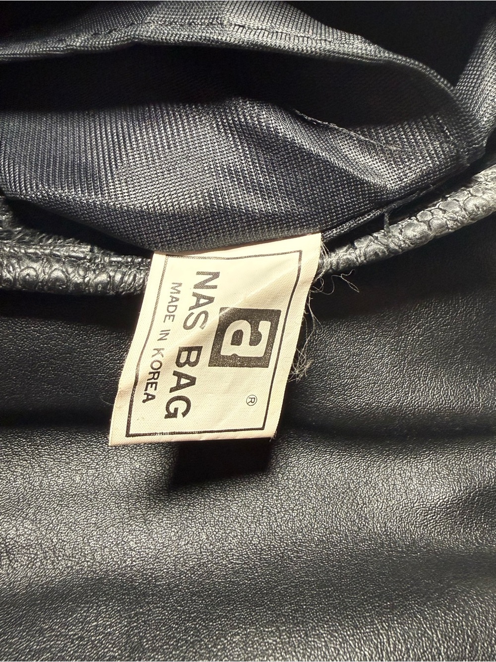 NAS Vintage Black Patchwork Leather Crossbody Bag with Red Accent(Made in Korea) - Picture 7 of 8